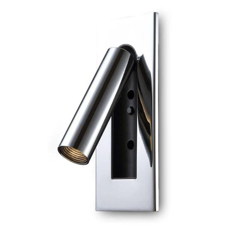 UltraBeam 3 Watt LED Chrome Recessed Adjustable Bedside Reading Light - Built in Switch