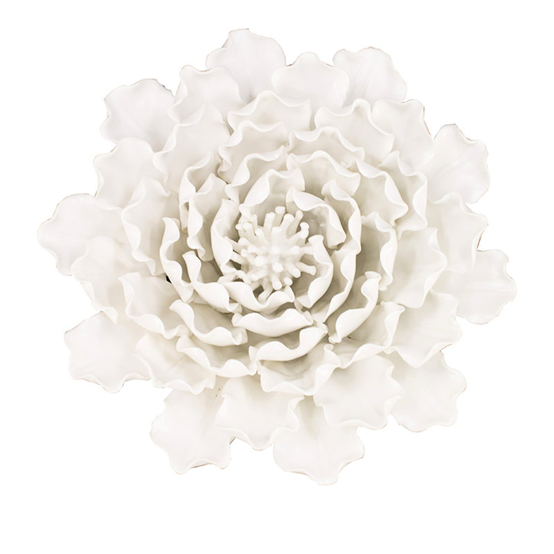 Décoration crème en céramique pétale texturée crème, faite à la main en 3D, 9,3 x 9,3 x 3 pouces, attrayante pour le mur, la table et la tablette, décoration murale facile à installer et à nettoyer, avec des pétales, superbe pratique