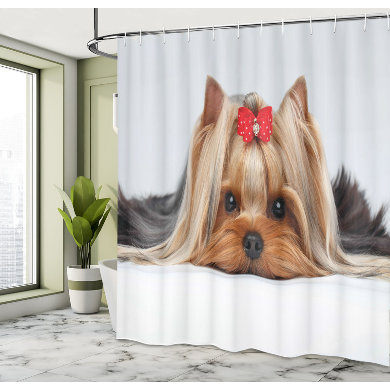 Yorkie Shower Curtain Set + Hooks, 70" H x 69" W