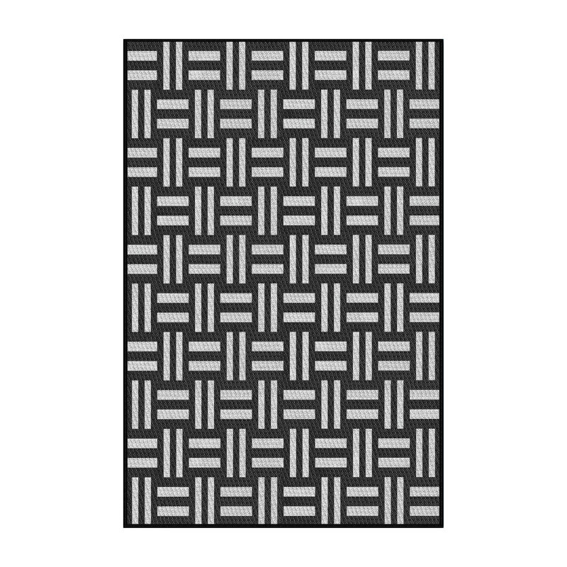 Tapis noir/blanc à motifs Izzo, Rectangle 5 pi x 7 pi