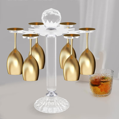 Tabletop Wine Bottle & Glass Rack in Clear