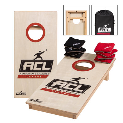 Planche de jeu de cornets ACL® REC MINI 1x2 - 12 mm, surface de jeu en peuplier sablé à 100% - Format de voyage compact de 24 po x 12 po - Sacs ACL® Stick-n-Slick 4 po x 4 po inclus - Sac de transport inclus