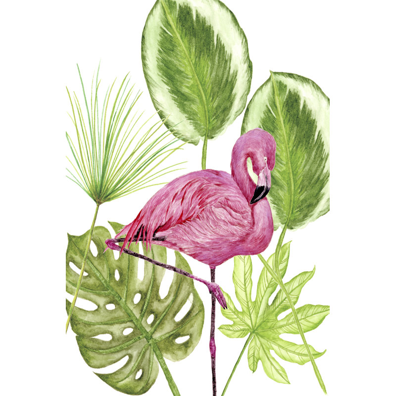 «Tropical Flamingo II», peinture sur toile, H 12 po x l 8 po