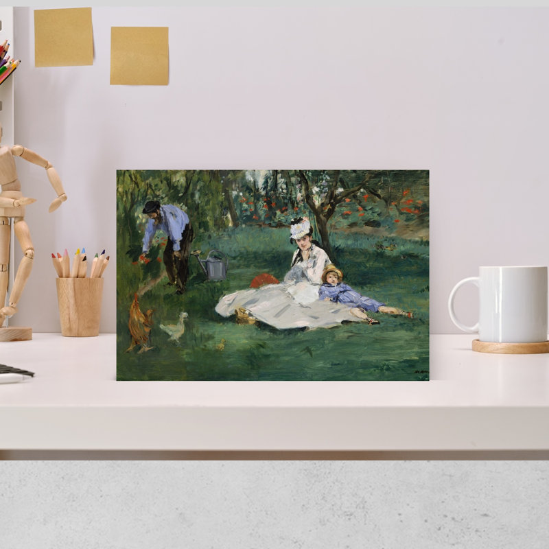 The Monet Family In Their Garden At Argenteuil, 1874 Abstract Contemporary Landscape Portrait Wall Art Print