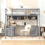 Lit mezzanine double avec bureau, armoires, tiroirs et plateau de chevet, station de charge, gris-1783187634