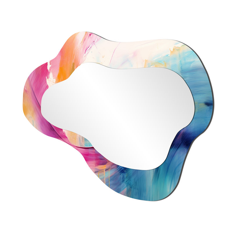 Miroir mural asymétrique moderne Vergie Vibrant Waves Miami Sunset III - Waves Cloud, 25 po x 28 po