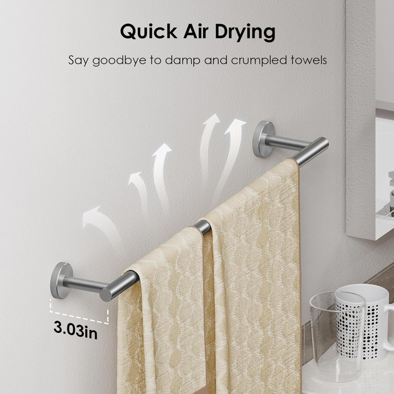Premium Bathroom Hardware Set, SUS304 Stainless Steel Towel Bar, Ring, Toilet Paper Holder & Hooks, Modern Wall Mounted Towel Rack For Bathroom