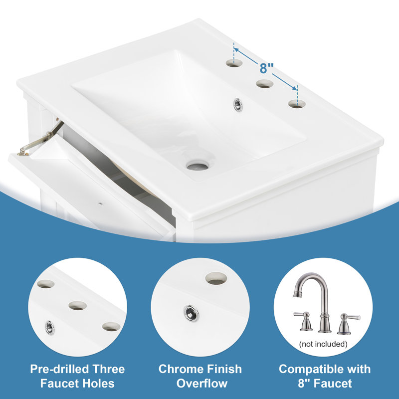 Meuble-lavabo de salle de bain avec lavabo, White/Gold