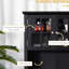 Rangement élégant pour garde-manger avec tiroir d'armoire de cuisine noir, espace pour micro-ondes et tablettes réglables pour la vaisselle