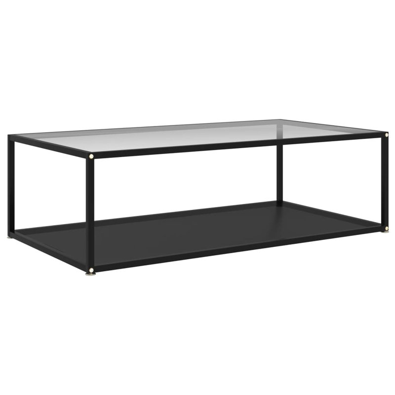 Table basse à cadre simple avec rangement, Transparent, Noir, noir, noir, noir, H 13,8 po x L 47,2 po x l 23,6 po