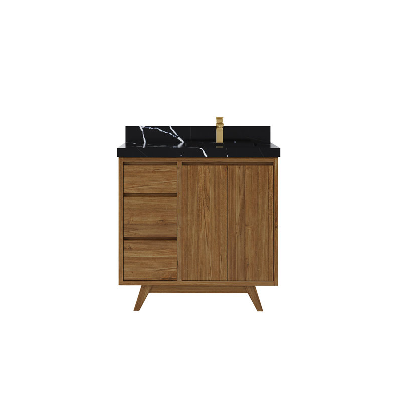 Ensemble de meuble-lavabo simple 36 po Kamala, Noir Calacatta