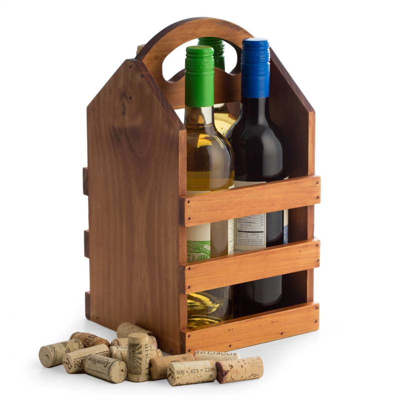 Trott Solid Wood Tabletop Wine Bottle Rack, Brown