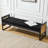 56.7" Boucle Upholstered Bench with PE Rattan Accent Armrest-1361940043