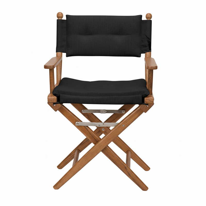 Chaise de réalisateur en teck Newport Premium avec coussins SUNBRELLA, Noir