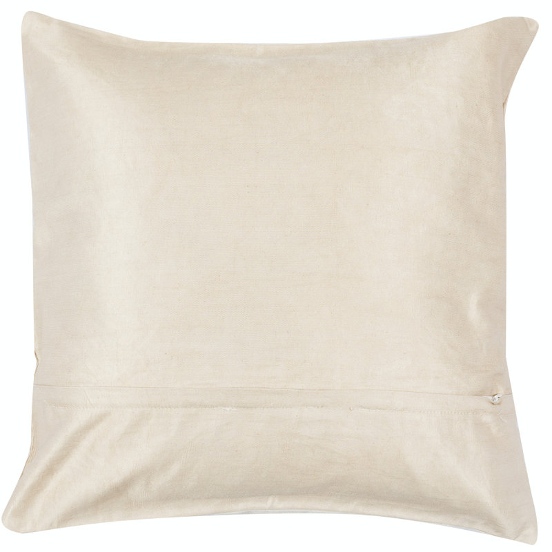 Housse de coussin traditionnelle en coton. Coussin brodé. Nouveau coussin décoratif. 18 x 19 po, Crème / floral rose