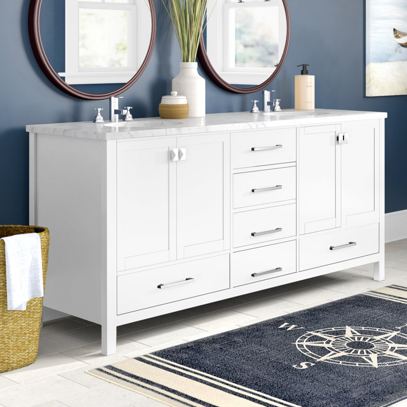 Ensemble de meuble-lavabo large 72 "Irene, Blanc, Quartz Calacatta