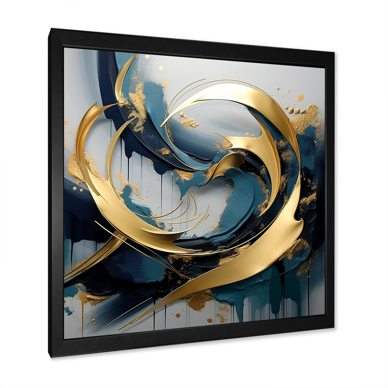 Reproduction d'art sur toile encadrée abstraite, Cadre simple noir, H 30 po x l 30 po x P 1,5 po