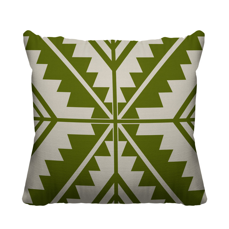 Coussin décoratif intérieur / extérieur Tala Southwestern, L 19 po x H 19 po, Chartreuse