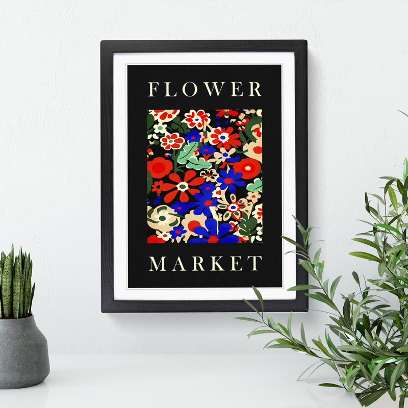 Black Collection Flower Market Exhibition No.6 1 Piece Single Picture Frame Wall Art, 64cm H x 46cm W x 2cm D