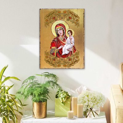Peinture inspirante de la Vierge Marie sur bois