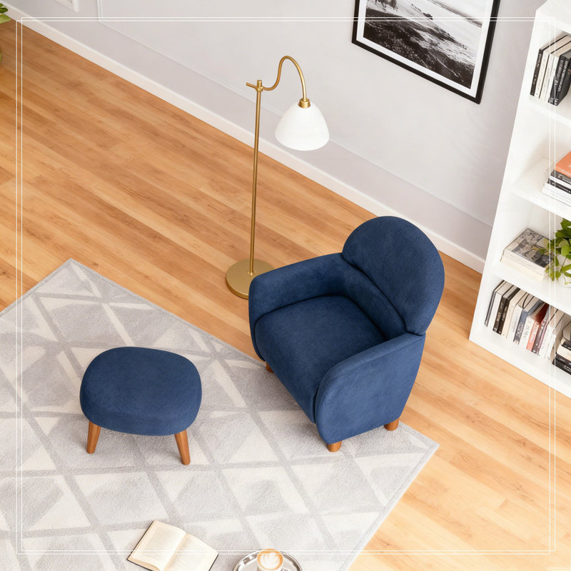 Chaise de loisir rembourrée avec repose-pieds, Bleu