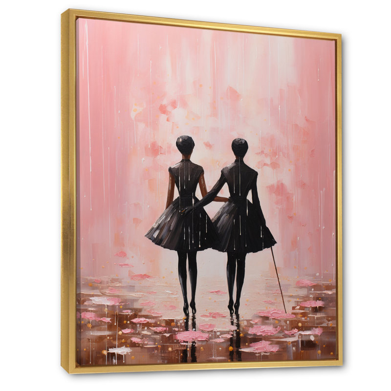 Danse de ballet rose III - impression, Cadre flottant doré, H 20 po x l 12 po x P 1 po