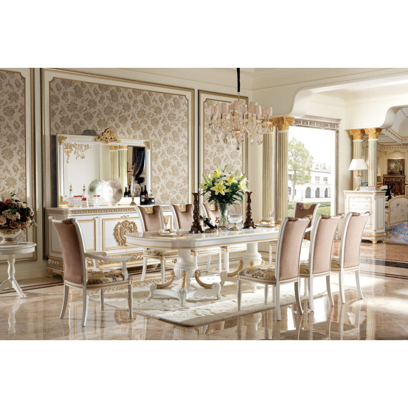 Narcissus 87'' W Solid Wood Sideboard, White/Gold