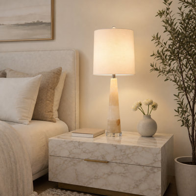 Elegant Table Lamp for Bedroom Decor - Stylish Small Accent Lamp for Bedside Table, Desk, or Living Room Decor - 31", Beige & Ivory