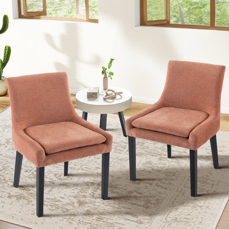 Chaise d'appoint rembourrée en velours côtelé Demarrion, Tissu rose