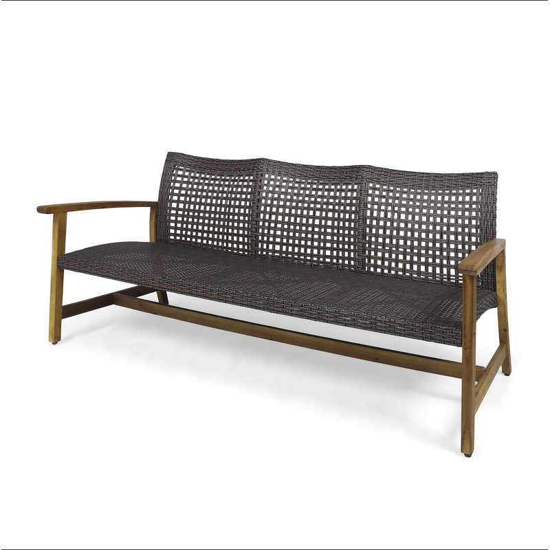 HAMPTON WOOD + WICKER 3 SEATER, Dark Gray/Natural