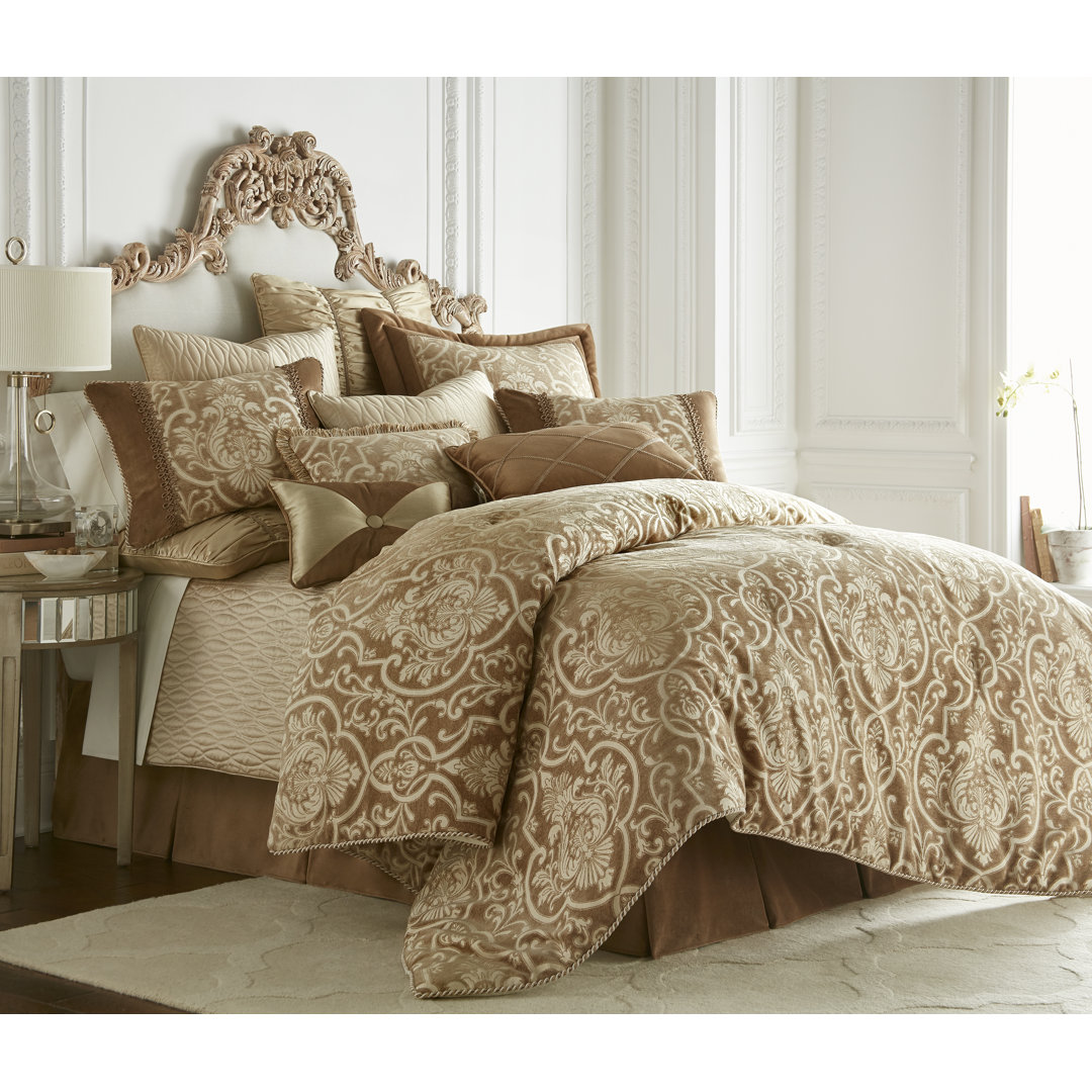 Gold/Brown Linen Modern & Contemporary 3 Piece Comforter Set Thread and Weave 