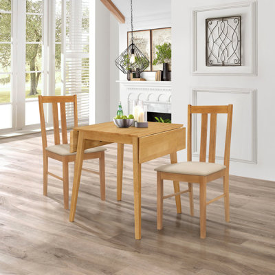 Ahwahnee 2 - Person Drop Leaf Rubberwood Solid Wood Dining Set