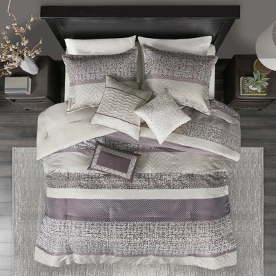 Purple King Comforter - 7 Piece Luxury Bedding Piece, King,