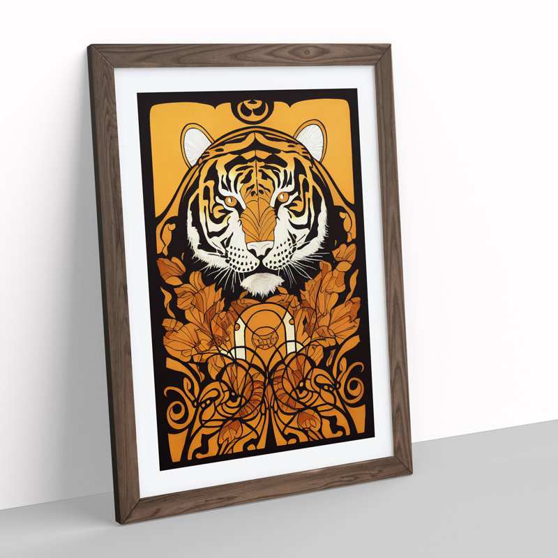 Tiger Nouveau - Framed Print, Walnut Framed, 64cm H x 46cm W x 2cm D