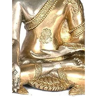 Brass Bhaishajyaguru Medicine Buddha Statue, 10 in. Seated     Tibetan Buddhist Deity for Meditation Room & Spiritual Altar