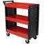 Chariot à outils sur roulettes à 3 niveaux sur roulettes, chariot à outils robuste avec panneau perforé pour atelier de réparation, garage, entrepôt, rouge-86533295
