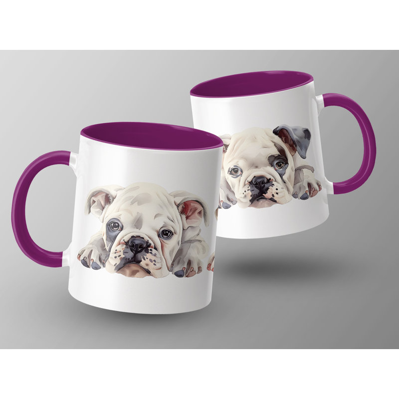11oz Watercolour Three Bulldog Design Coffee Mug, 3