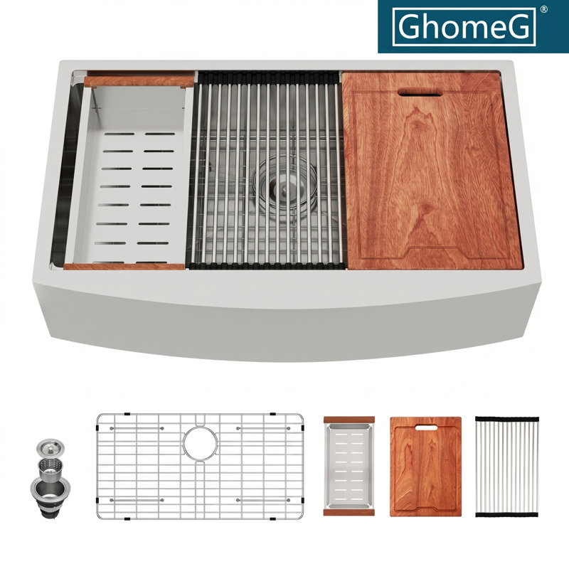 Évier de cuisine en acier inoxydable à simple cuve à tablier frontal L 30 po x l 21 po