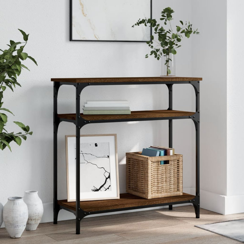Console Table, 75cm H x 75cm W x 29cm D, Brown Oak