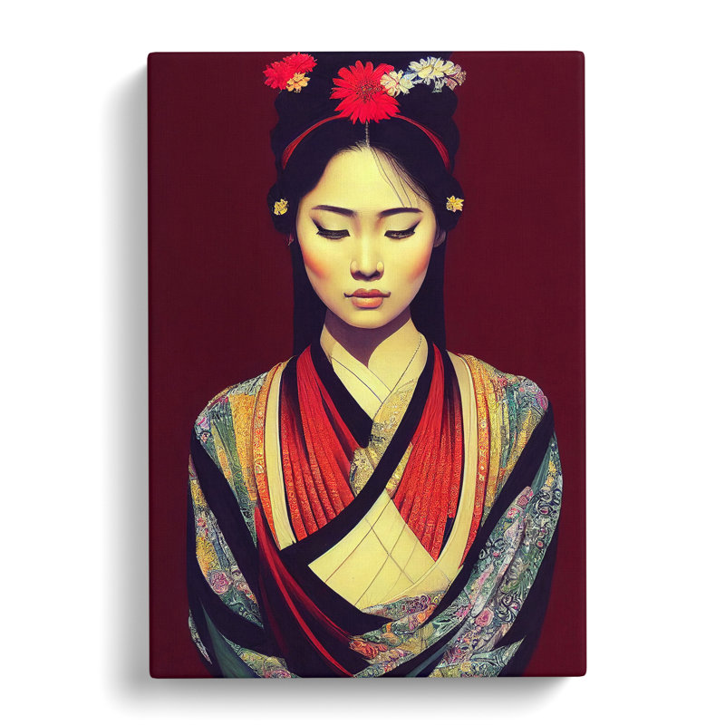 XV1022-4X A Beautiful Geisha No.2 - Print, Wrapped Canvas, 50cm H x 35cm W