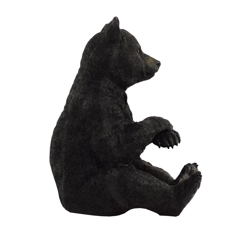 Rustic Black Bear Poly-Resin 12" Sitting Statue