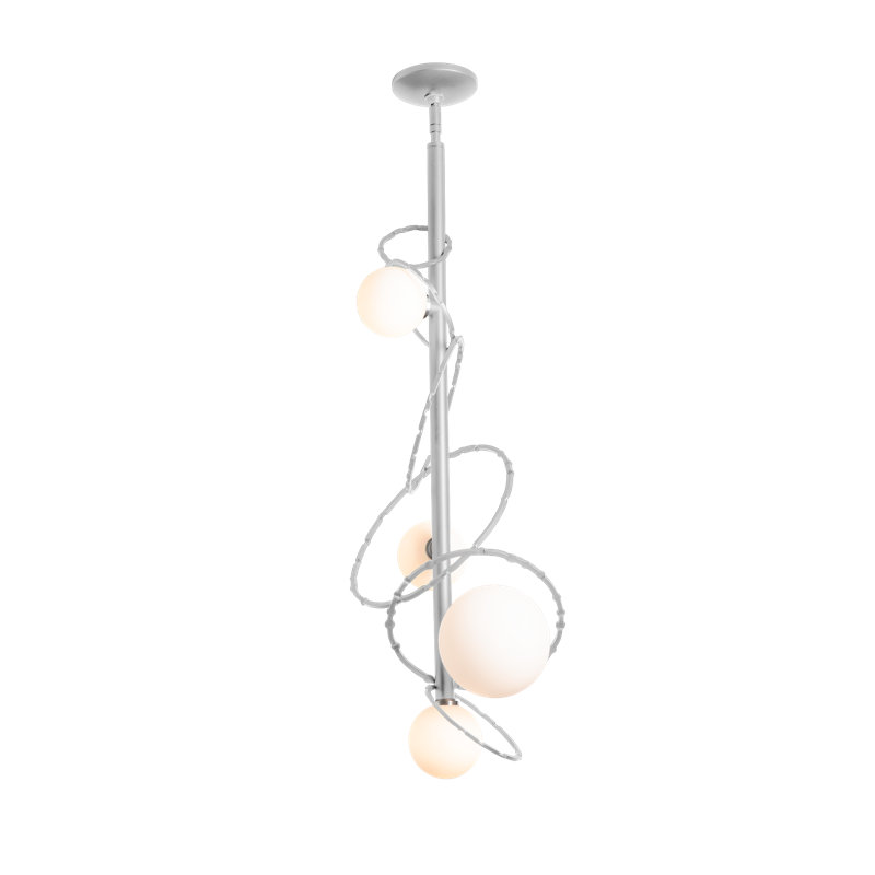 Olympus Vertical Pendant - Opal Glass, Vintage Platinum