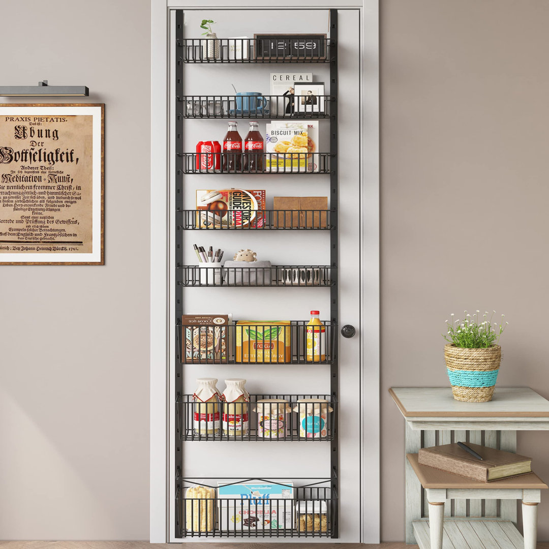 8-Tier Over Door Spice Rack,Hanging Door Storage Kitchen,Over Door Storage Kitchen,Pantry Organizer Metal Hanging Kitchen Spice Rack Can Organizer(Whi