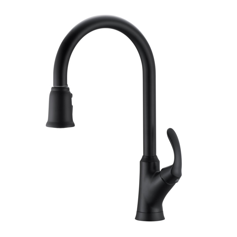 Stilleto Collection High-Arc Single Handle Kitchen/Bar Faucet with 2-Function Pull-Down Spout Sprayer - Matte Black