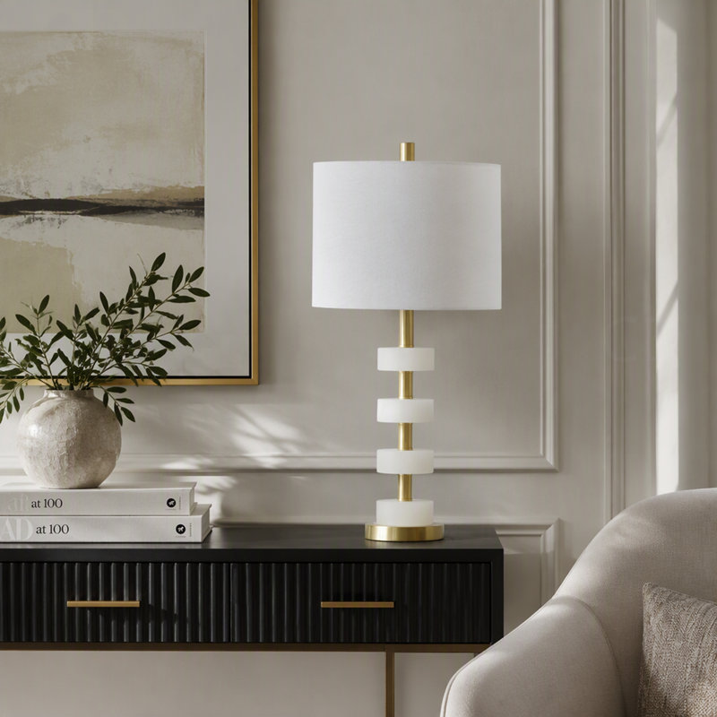13x13x26" Table Lamp with Marble Body
