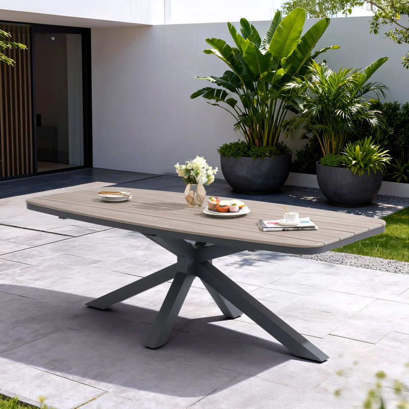 Table de salle à manger d'extérieur en aluminium, Gris