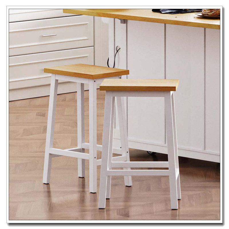 Solid Wood Bar Stools, White