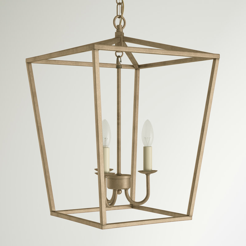 Finnick 3-Light Dimmable Metal Lantern Pendant, Vintage Gold