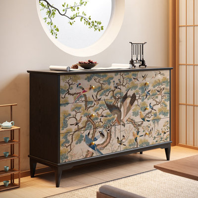 Commode à tiroirs en bois massif de style chinois