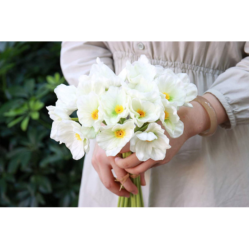 Mélange de fleurs artificielles, Blanc